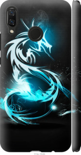 Чехол на Huawei Nova 3 Бело-голубой огненный дракон 113m-1535 (Голубой)