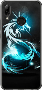 Чехол на Huawei Nova 3 Бело-голубой огненный дракон 113u-1535 (Голубой)