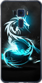 Чехол на Asus Zenfone 3 ZE552KL Бело-голубой огненный дракон 113u-448 (Голубой)