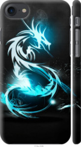 Чехол на iPhone 8 Бело-голубой огненный дракон 113c-1031 (Голубой) для iPhone 7 (4.7'')