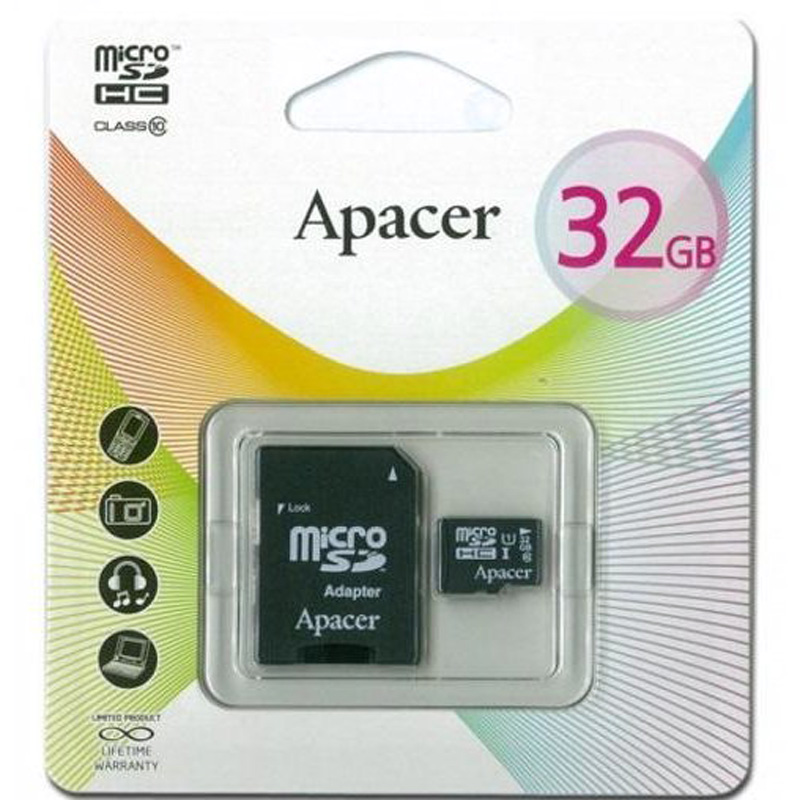 

Карта памяти Apacer MicroSDHC UHS-1 32GB Class 10 + SD adapter (AP32GMCSH10U1-R) (Черный) 708515