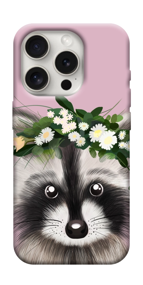 Чохол Raccoon in flowers для iPhone 16 Pro