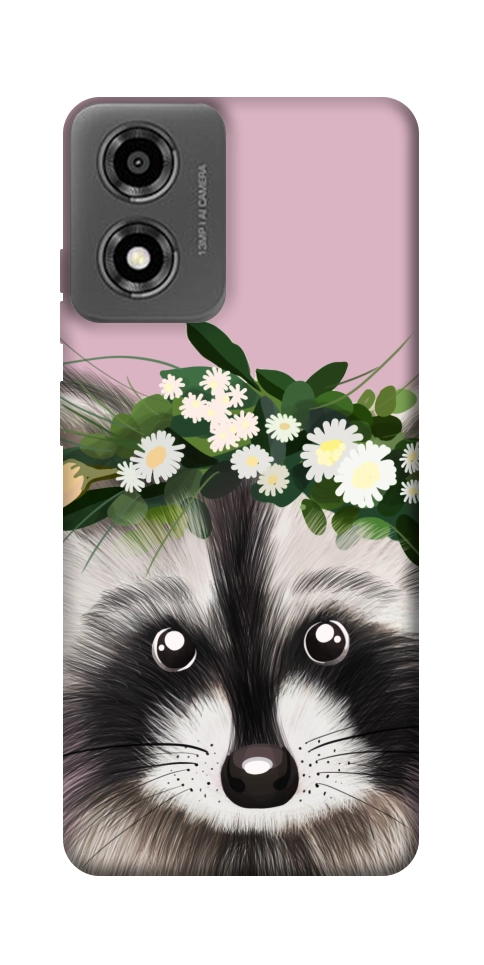 Чохол Raccoon in flowers для Motorola Moto E14