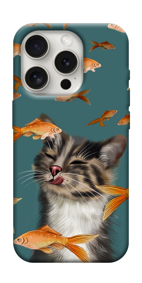 Чохол Cat with fish для iPhone 16 Pro