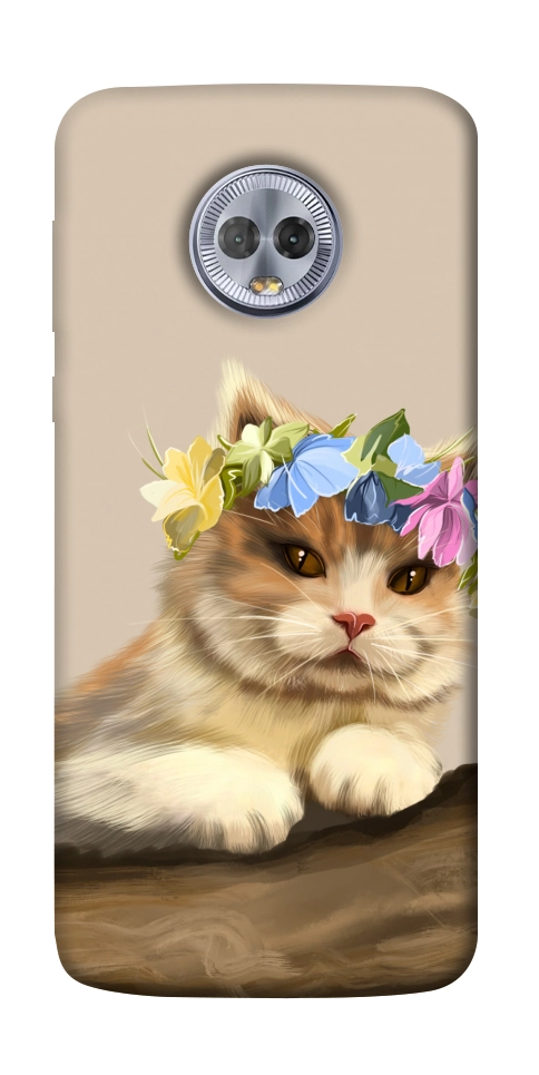 Чохол Cat in flowers для Motorola Moto G6 Plus