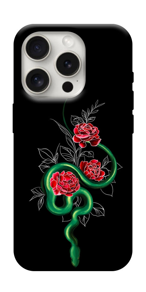 Чехол Snake in flowers для iPhone 16 Pro