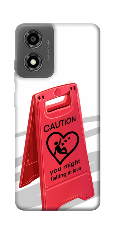 Чехол Caution falling in love для Motorola Moto E14