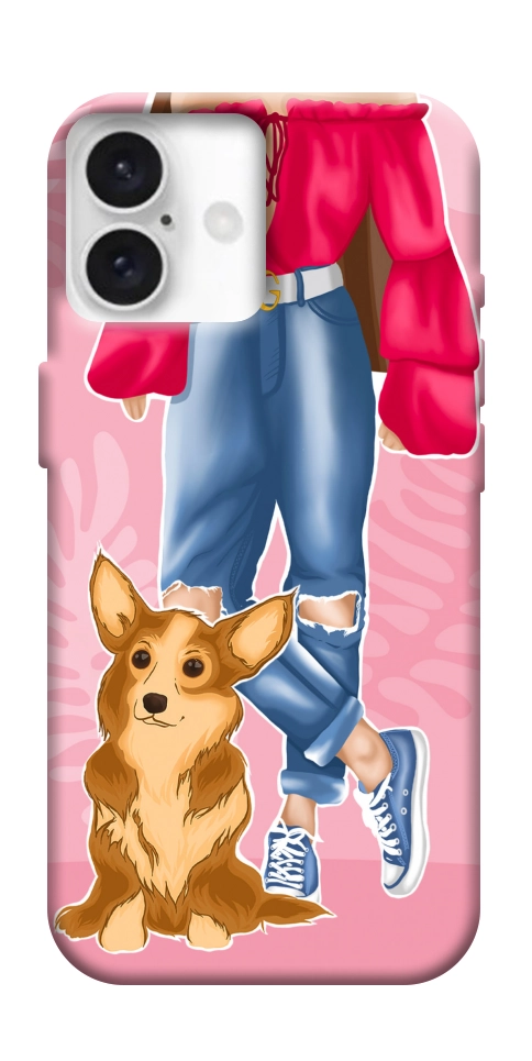 Чехол Girl and corgi для iPhone 16