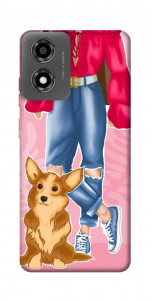 Чохол Girl and corgi для Motorola Moto E14