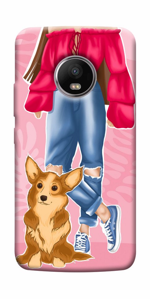 Чохол Girl and corgi для Motorola Moto G5 Plus