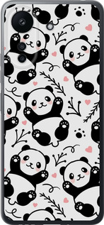 Чехол на Xiaomi Poco C65 Панды 4318u-3447 (Белый)