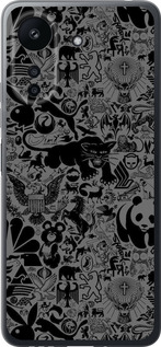 Чехол на Xiaomi Redmi 13C Чёрно-серый стикер бомбинг 2432u-3410 (Серый)