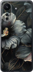Чохол на Xiaomi Poco C65 Чорні квіти 6031u-3447 (Сірий)