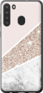 Чехол на Samsung Galaxy A21 Пастельный мрамор 4342u-1841 (Серый)