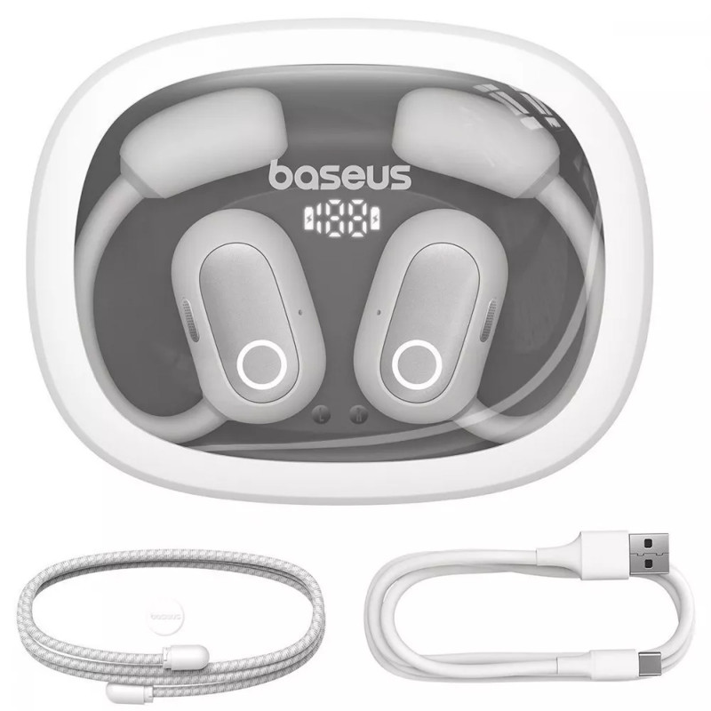 Бездротові навушники TWS Baseus Eli Fit OS Open-Ear (A00073200) (Moon White) в магазині vchehle.ua
