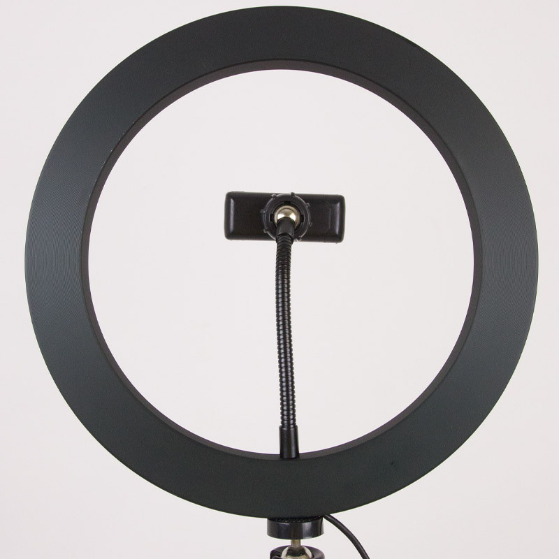 Фото Кільцева світлодіодна LED лампа Flat Ring 10" + tripod 2.1m (Black) в маназині vchehle.ua