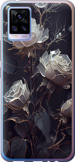 Чехол для Vivo V20 Рози 2 (Чорний)