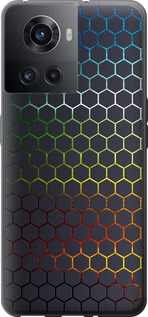 Чехол для OnePlus 10R Переливающиеся соты (Черный)