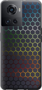 Чехол для OnePlus 10R Переливающиеся соты (Черный)