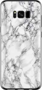 Чехол для Samsung Galaxy S8 Мрамор белый (Черный)