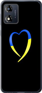Чехол для Motorola Moto E13 Жёлто-голубое сердце (Черный)