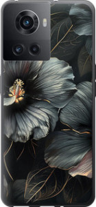 Чохол для OnePlus 10R Чорні квіти (Сірий)