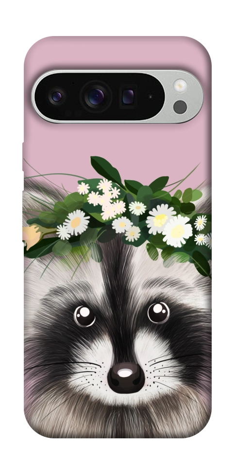 Чехол Raccoon in flowers для Google Pixel 9 Pro XL