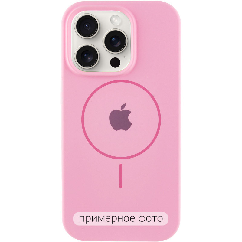 Чехол Silicone Case Full Protective (AA) with Magnetic Safe для Apple iPhone 13 (6.1") (Розовый / Light pink)