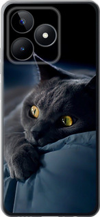 Чохол для Realme C51 Димчастий кіт (Сірий)
