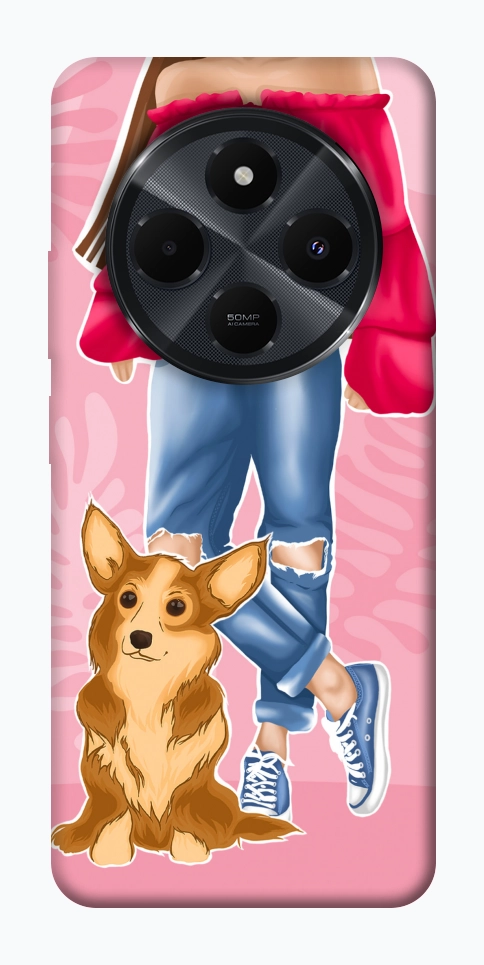 Чехол Girl and corgi для Xiaomi Redmi 14C