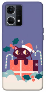 Чохол Christmas cat для Oppo Reno 7 4G