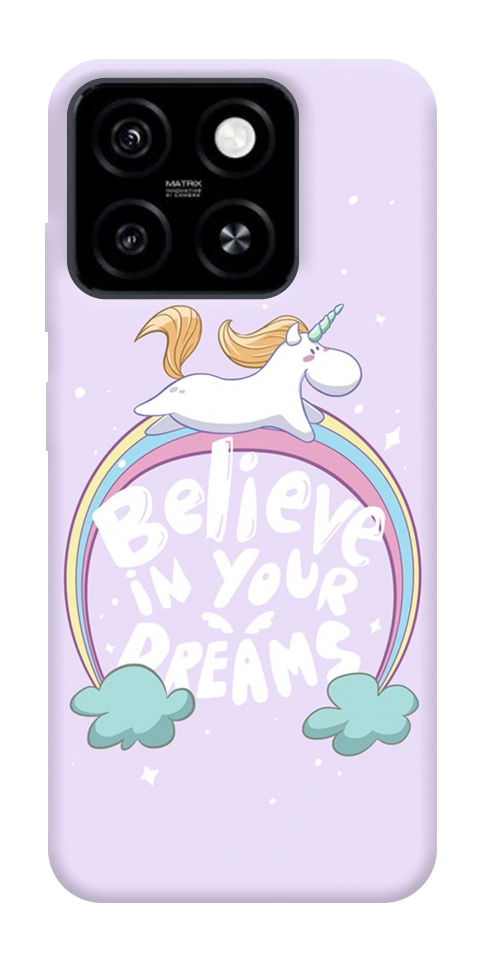 Чехол Believe in your dreams unicorn для ZTE Blade A55 4G