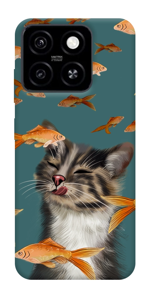 Чехол Cat with fish для ZTE Blade A55 4G