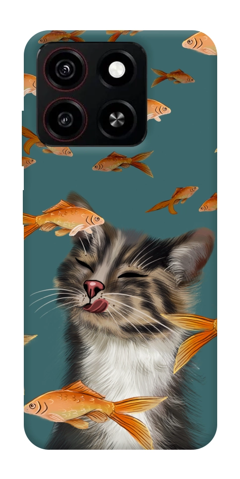 Чехол Cat with fish для ZTE Blade A35 4G