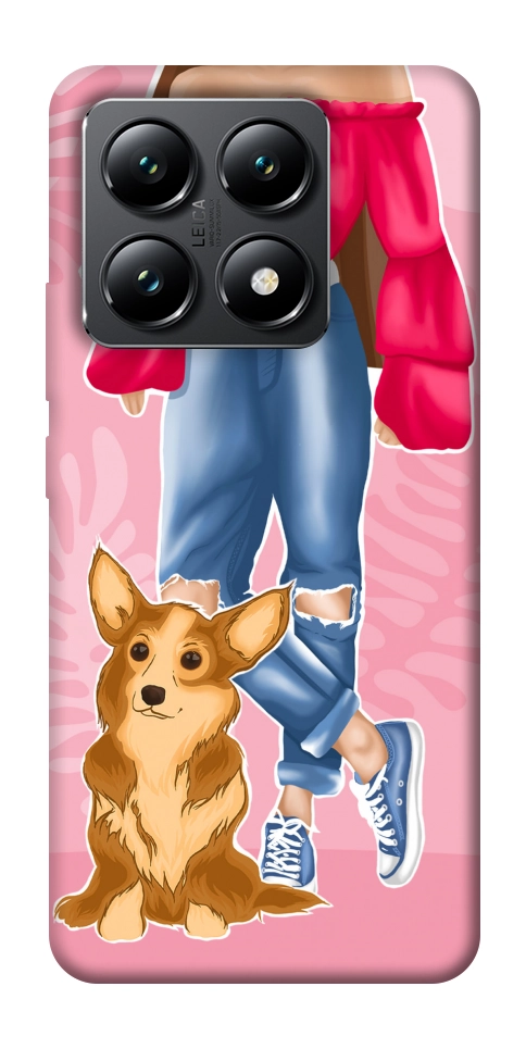 Чохол Girl and corgi для Xiaomi 14T