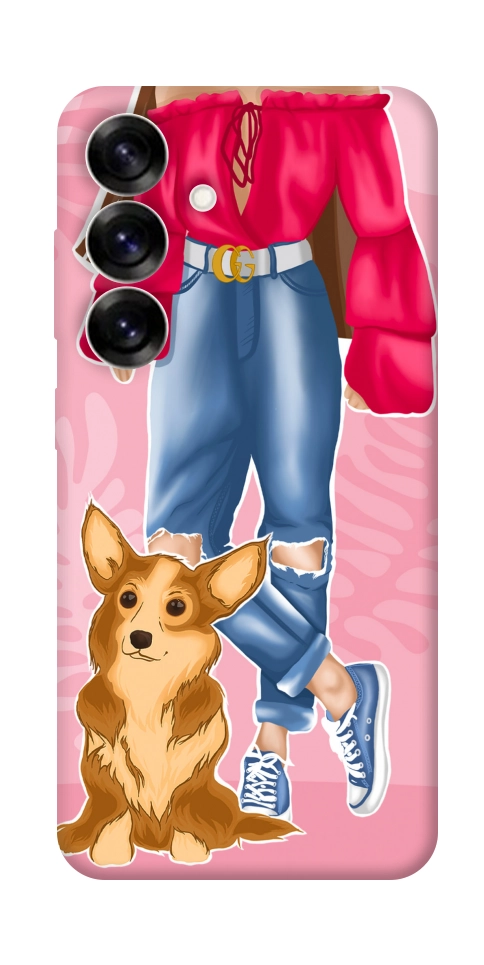 Чехол Girl and corgi для Galaxy S25