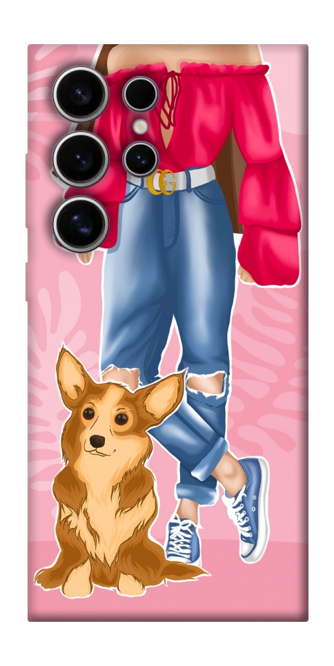 Чехол Girl and corgi для Galaxy S25 Ultra