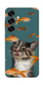 Чехол Cat with fish для Galaxy S25