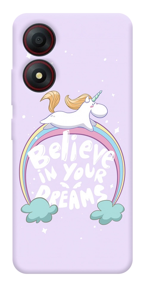 Чехол Believe in your dreams unicorn для ZTE Blade A34 4G