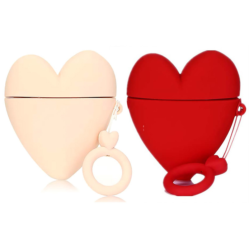 Силиконовый футляр Lucky Heart series для наушников AirPods 1/2 + кольцо