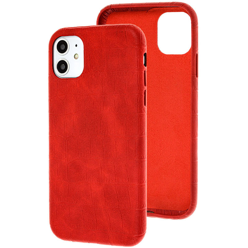 Фото Кожаный чехол Croco Leather для Apple iPhone 11 (6.1") (Red) на vchehle.ua