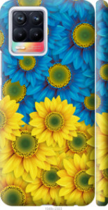 Чехол Жёлто-голубые цветы для Realme 8