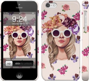 Чехол Девушка с цветами v2 для iPhone 5c