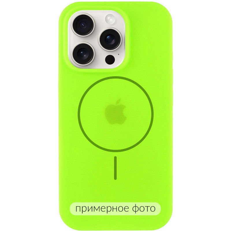 Чехол Silicone Case Full Protective (AA) NO LOGO with Magnetic Safe для Apple iPhone 11 (6.1") (Салатовый / Neon green)