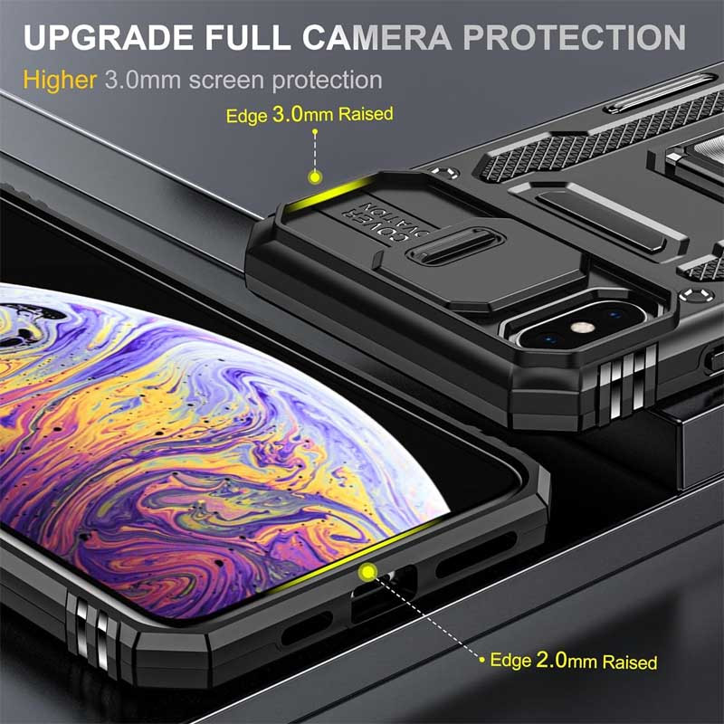 Удароміцний чохол Camshield Army Ring на Apple iPhone X / XS (5.8") (Чорний / Black) в магазині vchehle.ua