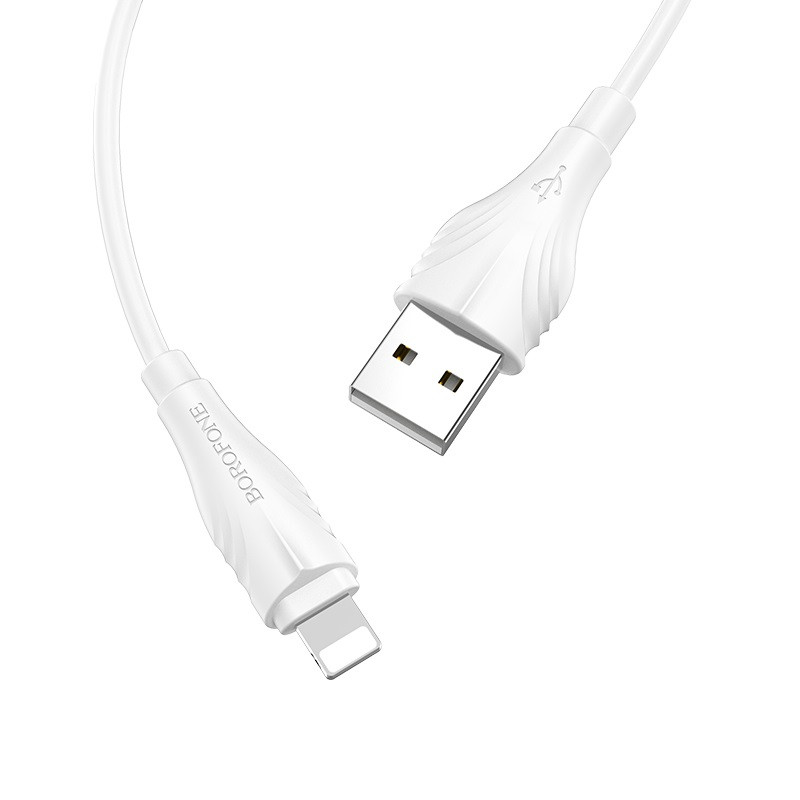 Фото Дата кабель Borofone BX18 Optimal USB to Lightning (2m) (Білий) в маназині vchehle.ua