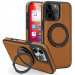 Кожаная накладка Retro with Magnetic Safe для Apple iPhone 16 Pro (6.3") (Brown)