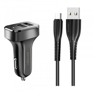 АЗУ Usams C13 2.1A (2USB-A) + кабель USB to MicroUSB