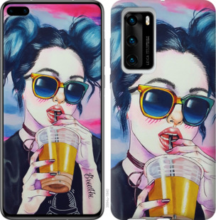 Чехол Арт-девушка в очках для Huawei P40