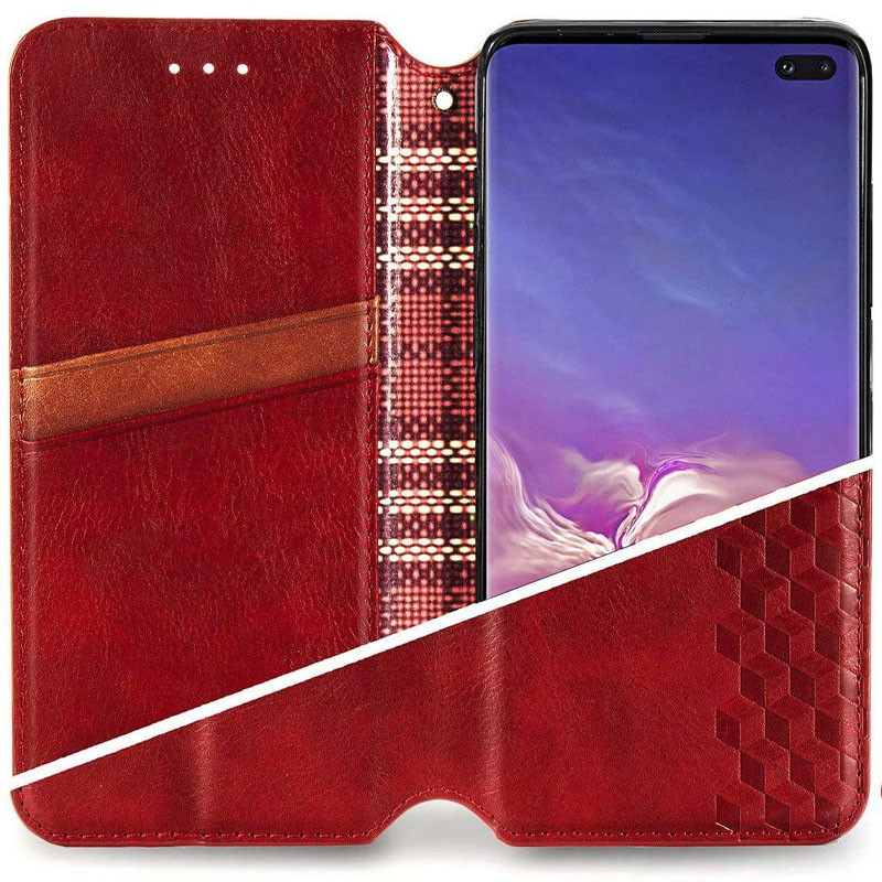 Фото Шкіряний чохол-книжка GETMAN Cubic (PU) на Xiaomi Redmi Note 10 Pro / 10 Pro Max (Червоний) на vchehle.ua